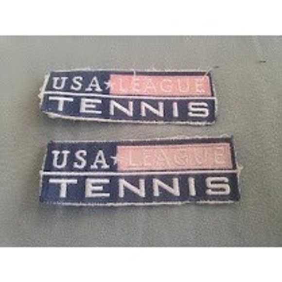 Other - Set of 2 Vintage USA League Tennis Embroidered Patches Blue Pink White Star